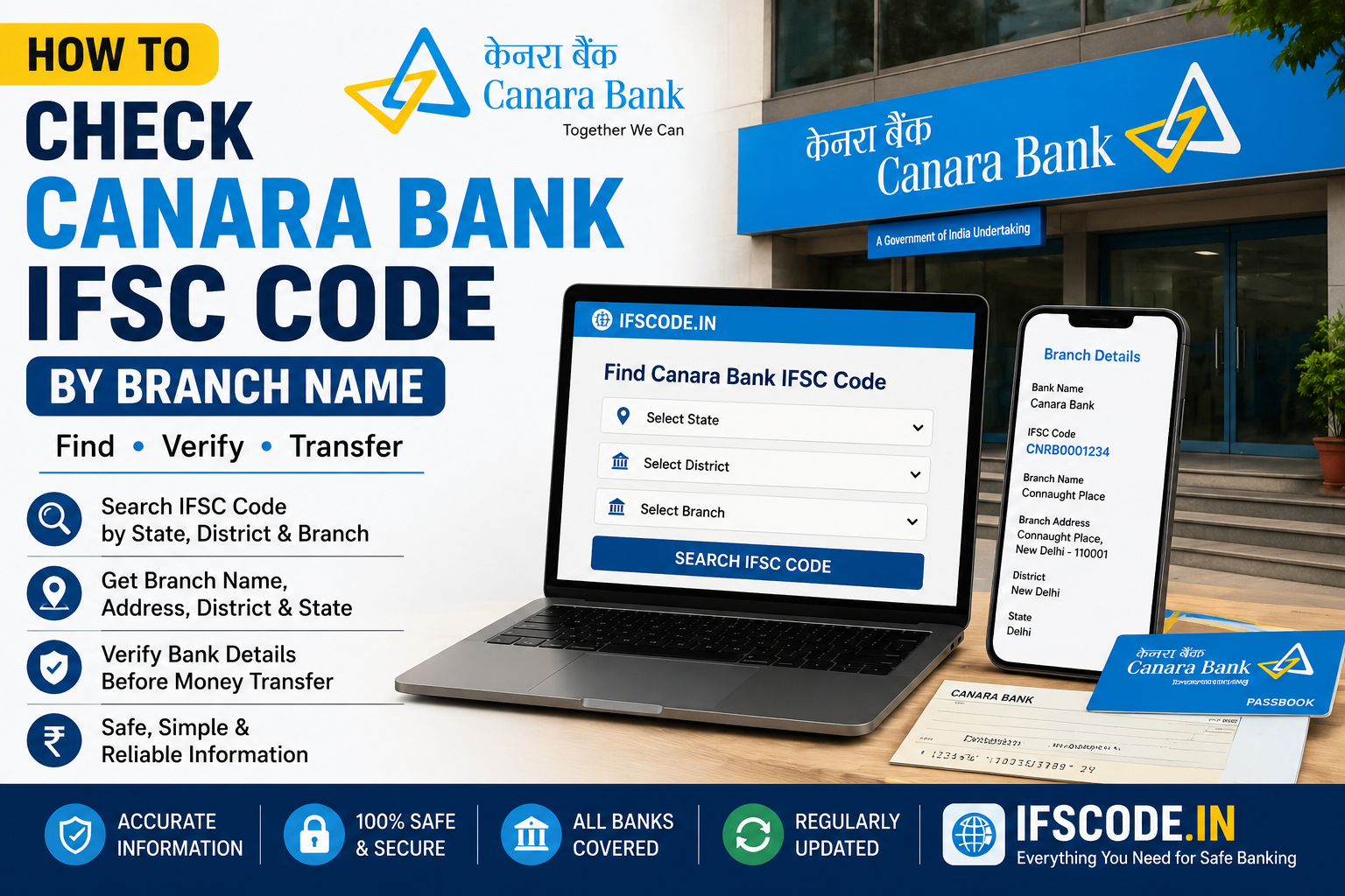 Check Canara Bank IFSC code by branch name online