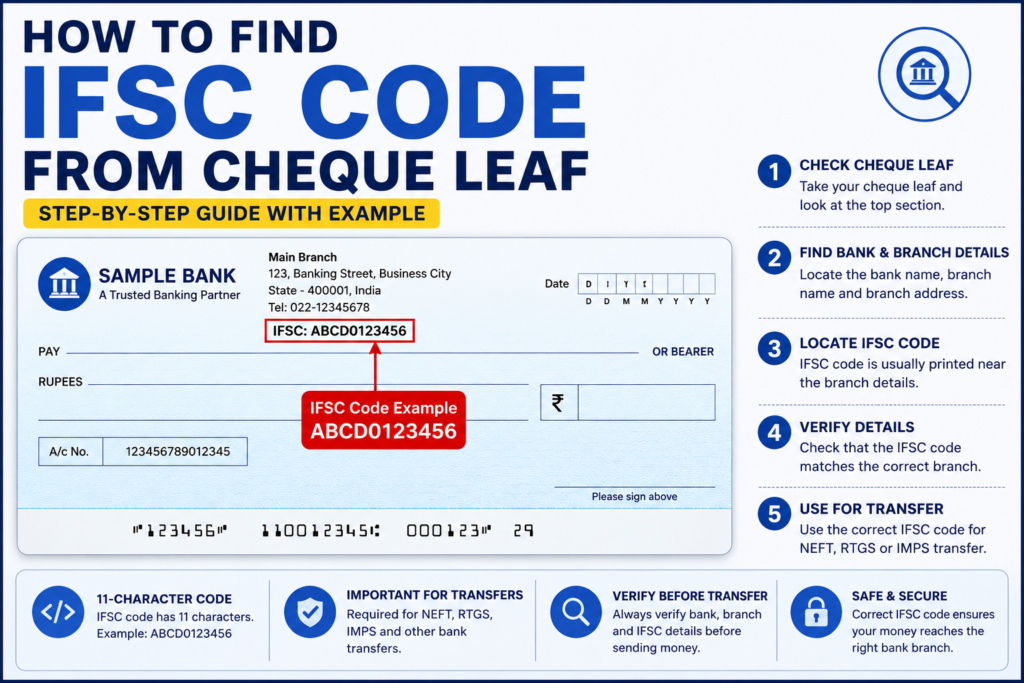 How to find IFSC code from cheque leaf
