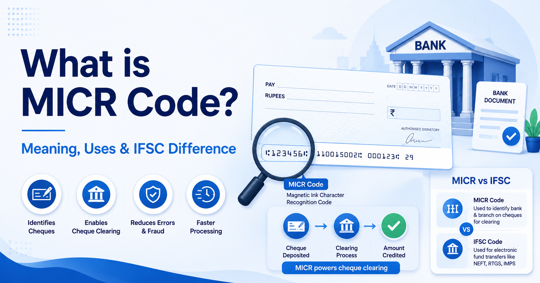 What is MICR code meaning uses and difference between MICR and IFSC code